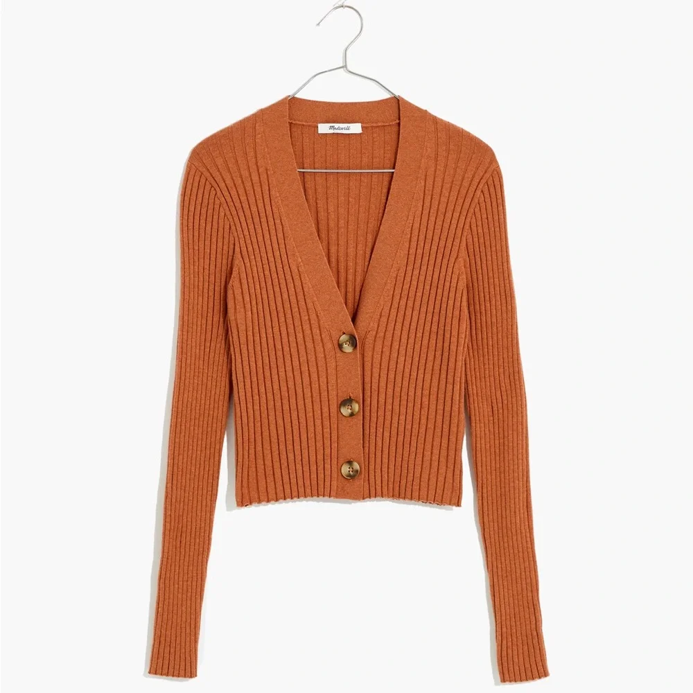 Madewell Rust Ribbed Cardigan - Picture 1 of 8